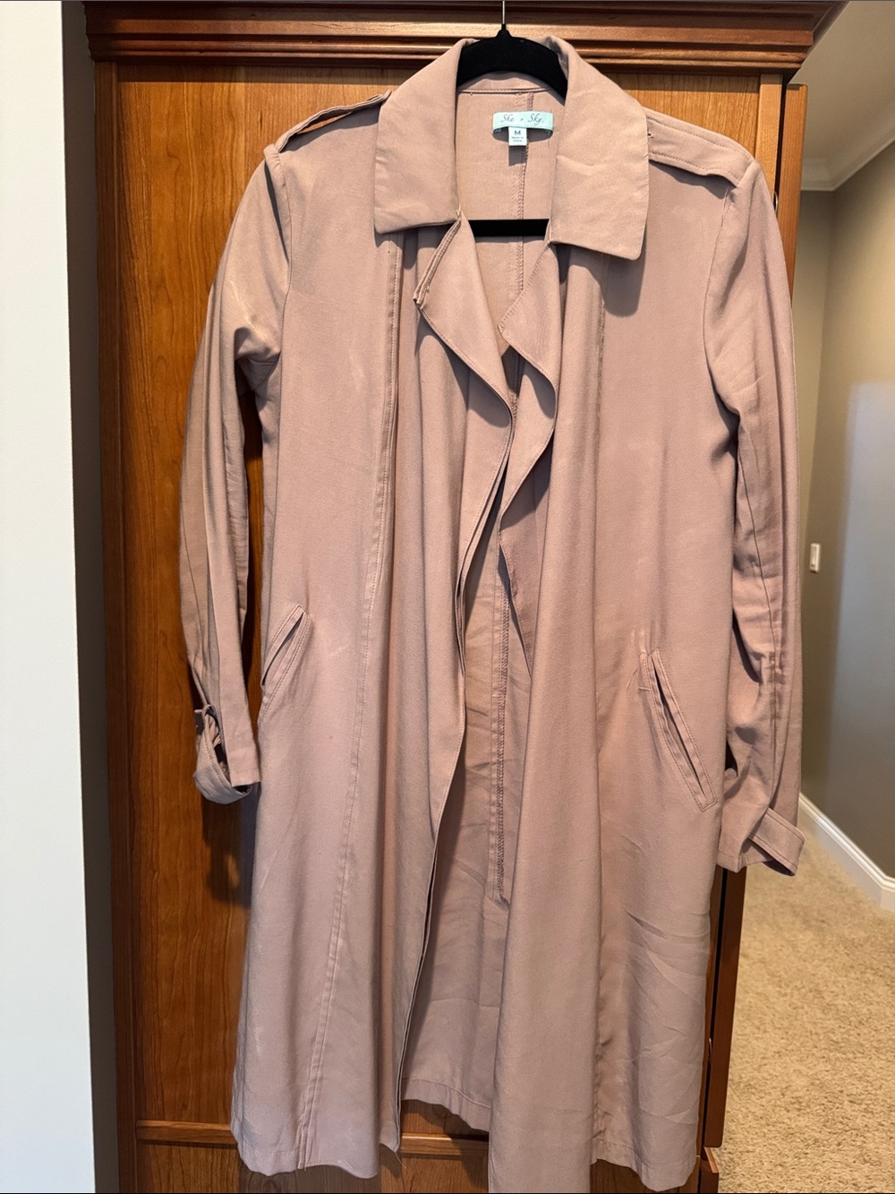 She + Sky Dusty Rose Trench Coat